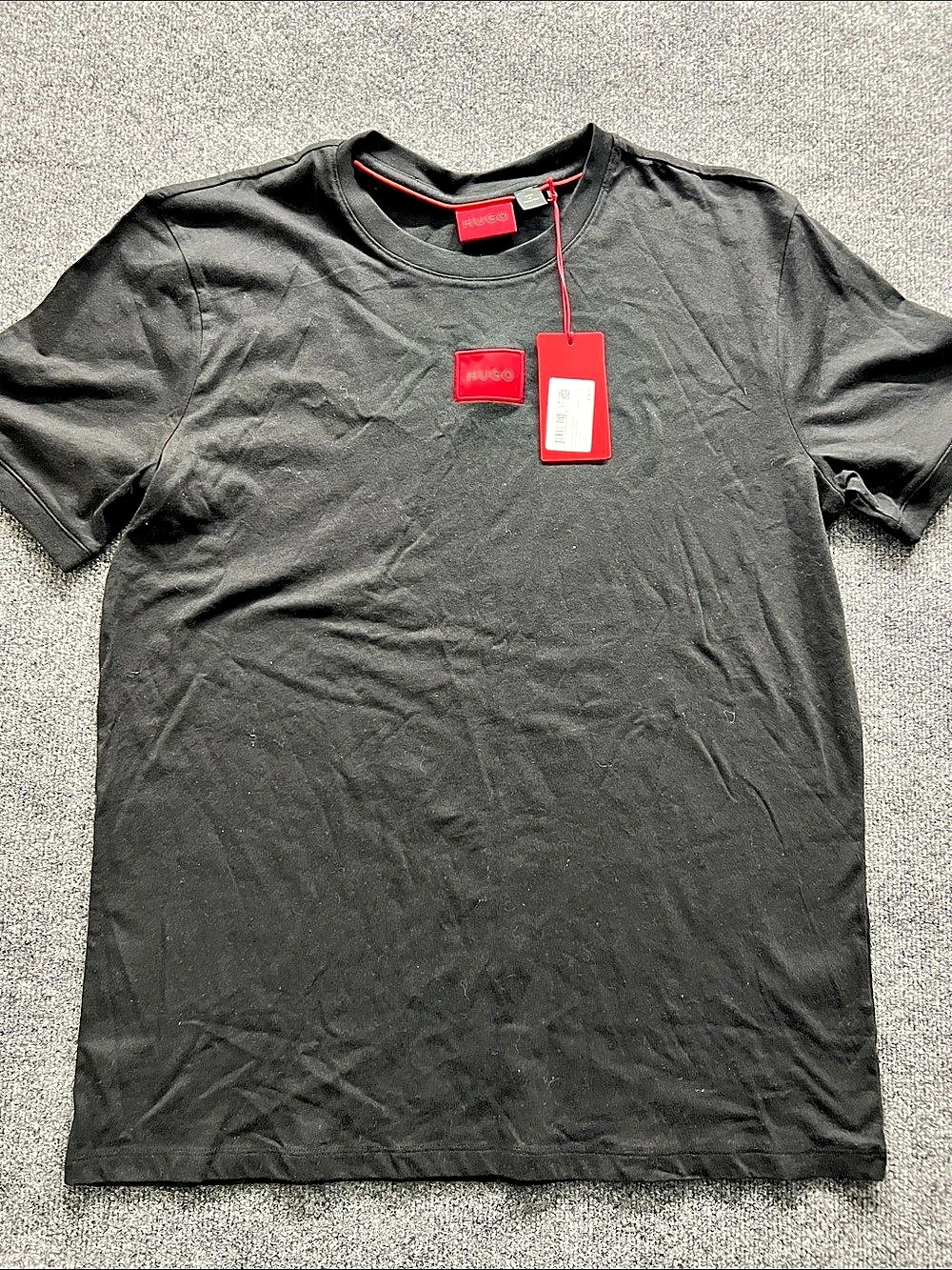 HUGO Derrick Short Sleeve Cotton Tee in Black Size Large NWT